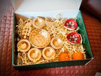 MOH Premium Festive Pooja Gift Hamper with Pink Decorative Tins, Lotus Diya and Golden Urli Set