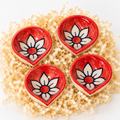 MOH premium Decorative Ceramic Diyas with Floral Design, set of 8
