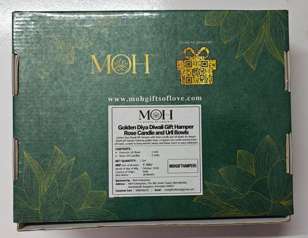 MOH Premium Peacock Diya Gift Hamper with urli candle